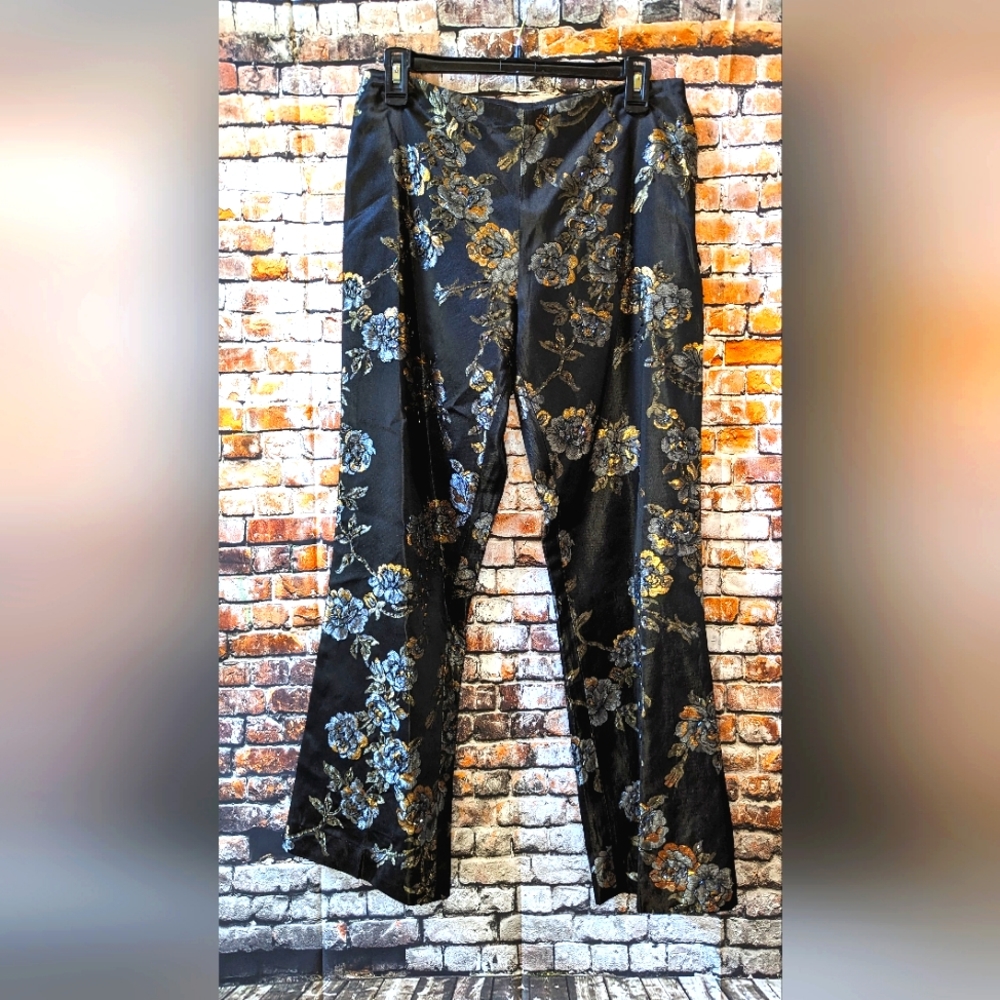Cache Y2K Embroidered Black Flare Leg Pant | SZ 6 (287537-100)